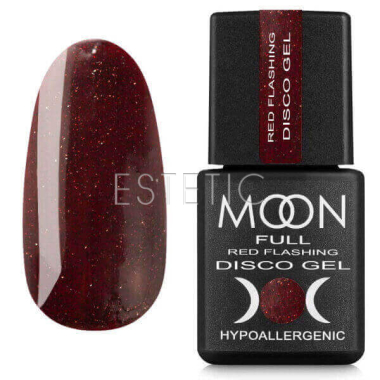 Светоотражающий гель-лак MOON FULL Red Flashing Disсo Gel FD08 спелая вишня, 8 мл
