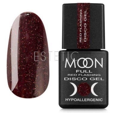 Светоотражающий гель-лак MOON FULL Red Flashing Disсо Gel FD09 темный бордо теплый, 8 мл