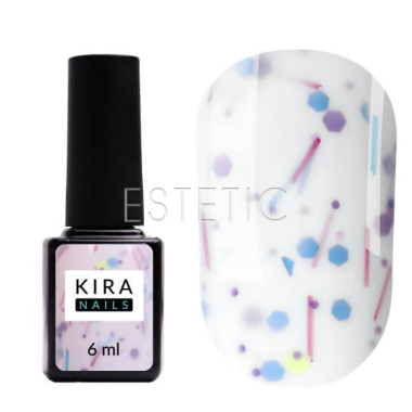 База Kira Nails Lollypop Base №002 молочная с цветными крошками и соломкой, 6 мл
