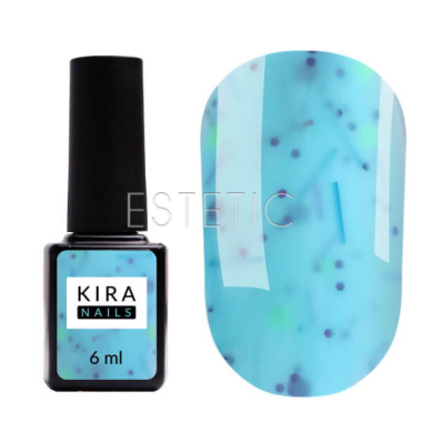 База Kira Nails Lollypop Base №006 блакитна з кольоровими крихтами та соломкою,6 мл