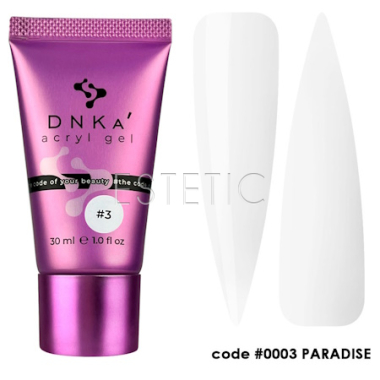 Акрил-гель DNKa Acryl Gel #0003 Paradise молочний tube, 30 мл