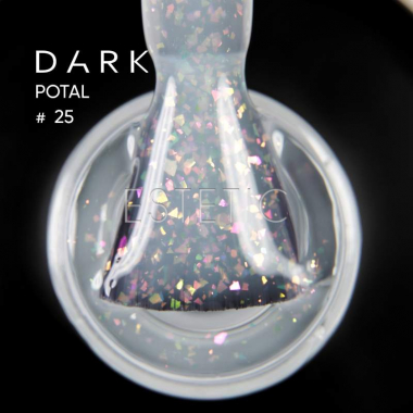 База Dark Pro Base Potal 25, 15 мл молочная с розовой голографической поталью