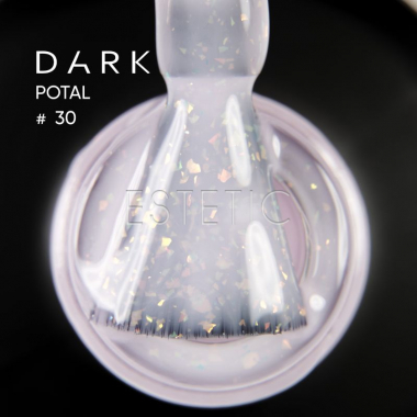 База Dark Pro Base Potal 30, 15 мл молочная с розовым отливом и голографической поталью