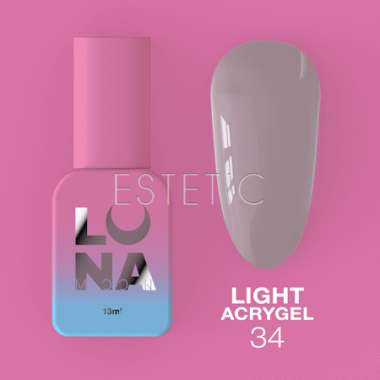 Жидкий гель Luna Light Acrygel №34 серо-сиреневый,13 мл
