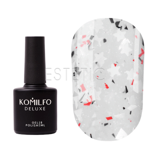 База Komilfo Glassy Base GB001 молочная с белыми, черными и красными хлопьями потали, 8 мл  (срок годности до 07.2025г.)