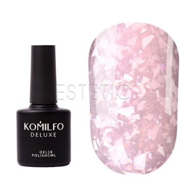 База Komilfo Glassy Base GB005 полупрозрачный розовый с белой поталью и микроблеском хамелеон, 8 мл
