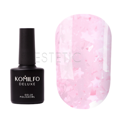 База Komilfo Glassy Base GB006 полупрозрачный розовый с белыми и розовыми хлопьями потали, 8 мл