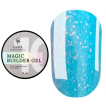 Гель SAGA Builder Gel magic 10 яркий голубой с поталью хамелеон,15 мл