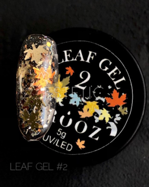 Гель для дизайна Crooz Leaf Gel №02 кленовые листочки фольгированные, серебро+золото+оранжевый, 5 г