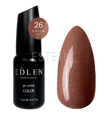 Гель-лак Edlen Color №026 молочний шоколад з золотим мікроблиском, 9 мл