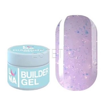 Гель LUNA Diamond Gel 08 моделирующий молочно-лиловый с блестками хамелеон,15 мл