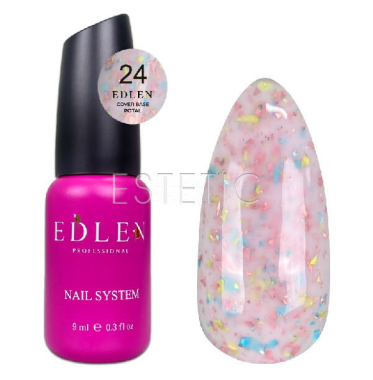 База Edlen Cover base №24 Potal молочно-рожева з різнокольоровою поталлю, 9 мл
