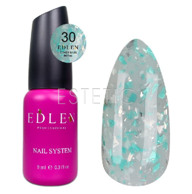 База Edlen Cover base №30 Potal молочная с бирюзовой и серебряной поталью, 9 мл