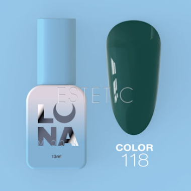 Гель-лак LUNA Color №118 насыщенный зеленый изумрудный, 13 мл