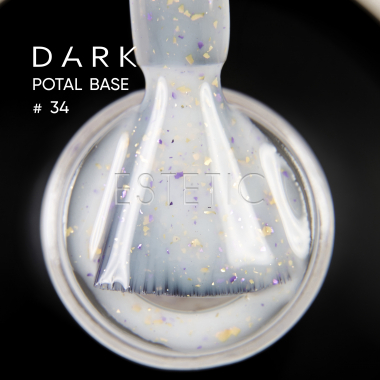 База Dark Pro Base Potal 34, 15 мл молочная с мелкой сиреневой и золотой поталью