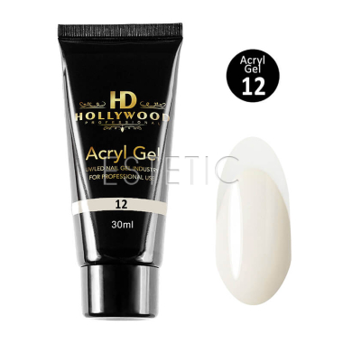 Акрил гель HD Hollywood Acryl Gel 12 молочно-белый, 30 мл