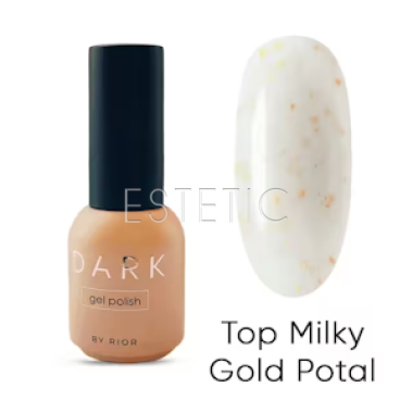 Топ для гель-лака Dark Milky Gold Potal Top молочный с золотой поталью, 8 мл