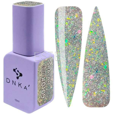 Гель-лак DNKa Gel Polish #0109 Spalah світловідбиваючий золотисто-салатовий голографік на прозорому, 12 мл
