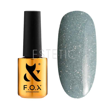 Гель-лак F.O.X Sparkle 007 світловідбиваючий сіро-блакитний нюдовий з сріблом, 7 мл