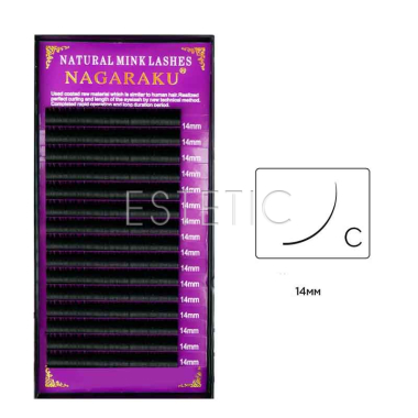 Ресницы Nagaraku NATURAL изгиб С 0,07, 14 мм, 16 рядов черные