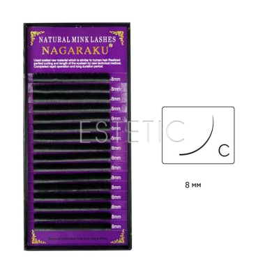 Вії Nagaraku NATURAL вигин С 0,07, 8 мм, 16 рядів чорні