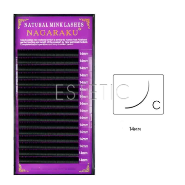Ресницы Nagaraku NATURAL изгиб С 0,10, 14 мм, 16 рядов черные