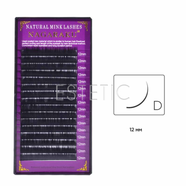 Ресницы Nagaraku NATURAL изгиб D 0,07, 12 мм, 16 рядов черные