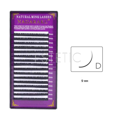 Ресницы Nagaraku NATURAL изгиб D 0,10, 9 мм, 16 рядов черные