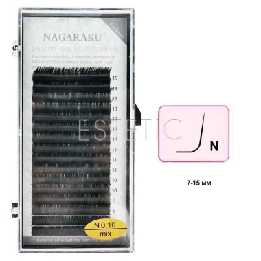 Ресницы Nagaraku Premium изгиб N 0,10 MIX 7-15мм, 16 рядов черные