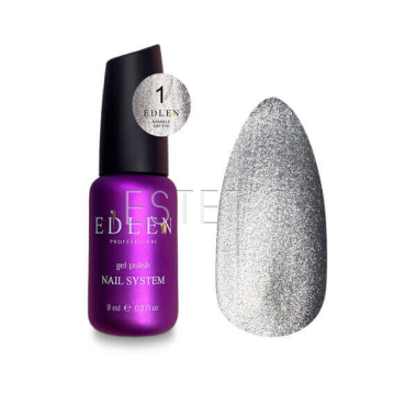 Гель-лак Edlen Sparkle cat №1 кошачий глаз серебрянный металлик, 9 мл