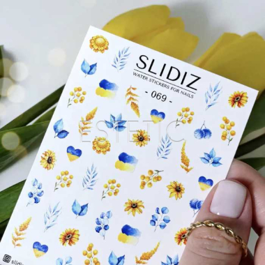 Cлайдери для нігтів SLIDIZ 069 на водній основі, український патріотичний стиль