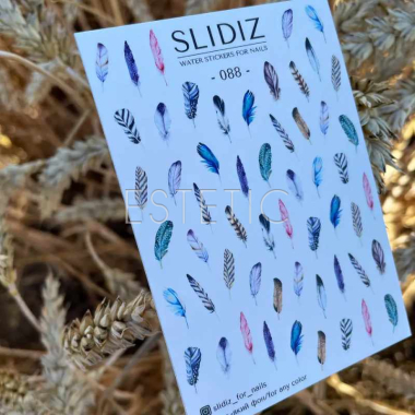 SLIDIZ 088 Слайдеры для ногтей SLIDIZ 088 на водной основе, перышки, перья