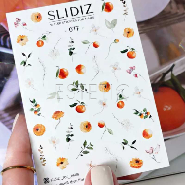 Cлайдери для нігтів SLIDIZ 077 на водній основі, літо яблука, квіти