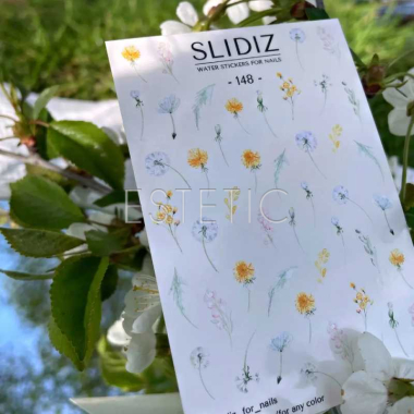 Cлайдеры для ногтей SLIDIZ 148 на водной основе, цветы одуванчика