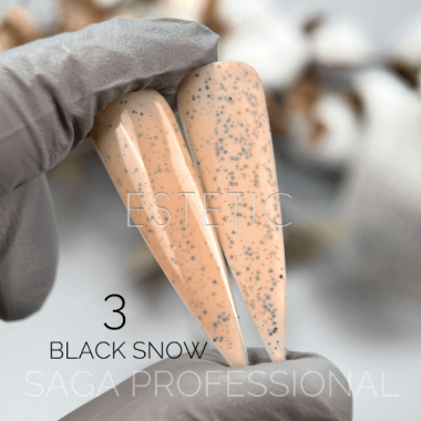 Гель-лак SAGA Black Snow 03 светло-бежевый с черной крошкой, 9 мл