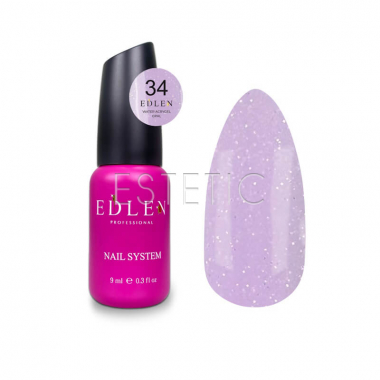 Рідкий гель EDLEN Water Acrygel №34 Opal ніжно-ліловий з опаловими блиском, 9 мл