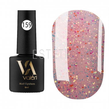 Гель-лак Valeri №159 пастельный розово-коралловый с шиммером и блестками, 6 мл