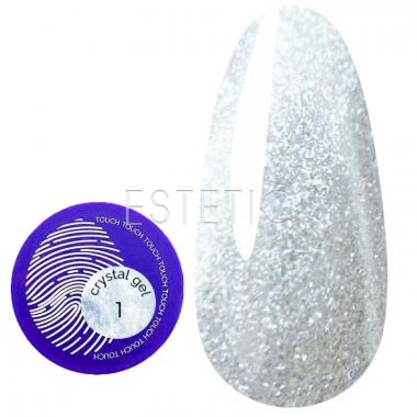 Гель для нігтів Touch Crystal Gel-1 прозорий з діамановим глітером, 15мл
