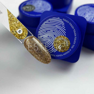Гель для дизайну Touch Cute glitter 6 глітерна золотиста бронза з діамантовим сяйвом, 5мл