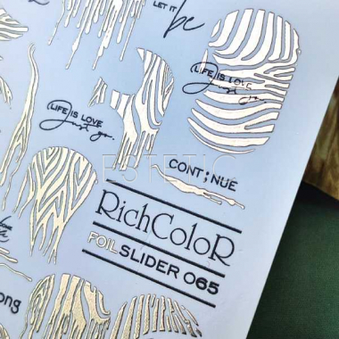 Слайдер для нігтів RichcoloR FOIL 65 фольгований, золоті мазки, написи