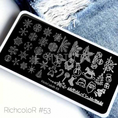 Пластина для стемпінгу RichColor-053 Н, 12x6 см сніжинки