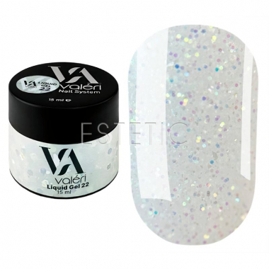 Рідкий гель Valeri Liquid Gel 022 молочний з бірюзовими блискітками хамелеон, 15 мл