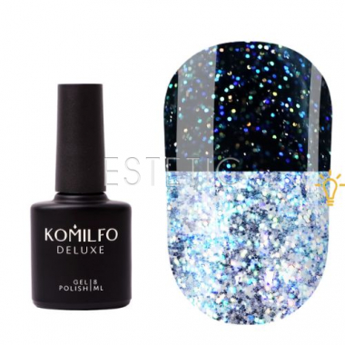 Топ для ногтей Komilfo Galaxy Top 002 светоотражающий голубой блеск, 8 мл