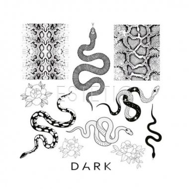 Пластина для стемпинга DARK Snake Mini, змеи, змеиная кожа, 6,5x6,5