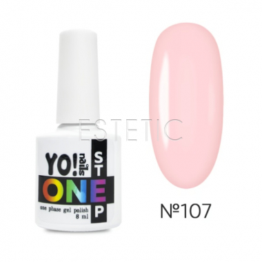 Однофазний гель-лак YO! Nails One Step 107 пастельний рожевий, 8 мл