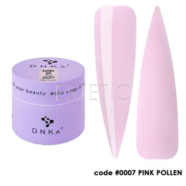 Гель DNKa Builder Gel #0007 Pink Pollen ніжний рожево-ліловий з шимером, 15 мл