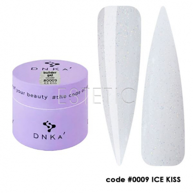 Гель DNKa Builder Gel #0009 Ice Kiss молочний з шимером опал, 15 мл