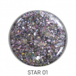 Гель-лак Dark Star gel polish 01 прозорий з срібним та голографічним глітером, 5 мл
