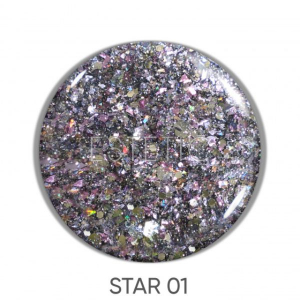 Гель-лак Dark Star gel polish 01 прозорий з срібним та голографічним глітером, 5 мл