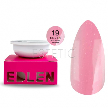 Гель для ногтей EDLEN Builder gel 19 Princess, Сменный картридж, ярко-розовый с шиммером, 15 мл